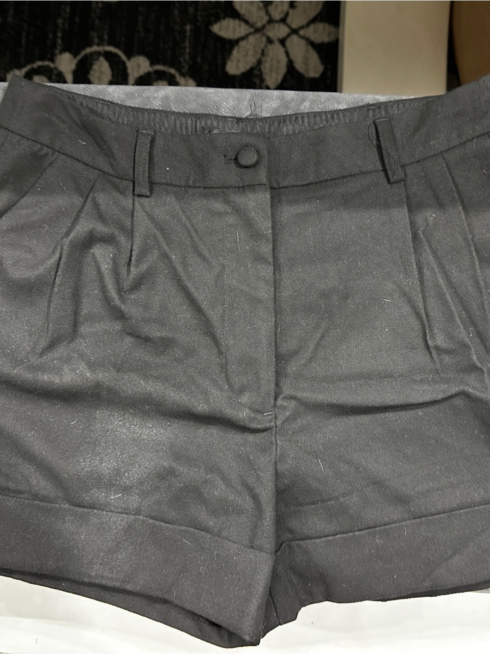 H&M Black Tailored Pleat Shorts